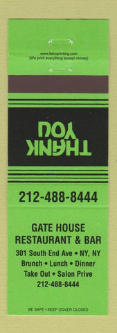 Matchbook Cover - Gate House Restaurant Bar New York City