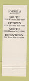 Matchbook Cover - Jorge Arrendondo's Mexican Restaurants Austin TX