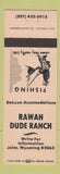 Matchbook Cover - Rawah Dude Ranch Jelm WY