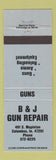 Matchbook Cover - B&J Gun Repair Columbus IN