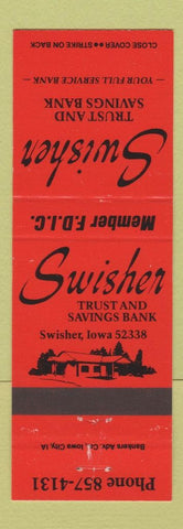 Matchbook Cover - Swisher Trust Savings Bank Swisher IA RED