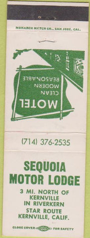 Matchbook Cover - Sequoia Motor Lodge Kernville CA