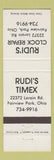 Matchbook Cover - Rudi's Timex Clock Repair Fairview Park OH