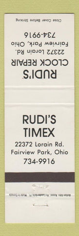 Matchbook Cover - Rudi's Timex Clock Repair Fairview Park OH