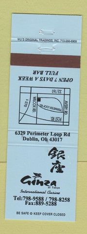 Matchbook Cover - Ginza Restaurant Dublin OH Japanese?