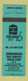 Matchbook Cover - Shenandoah Fuel Service oil gas Old Washington OH TEAL