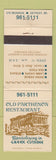 Matchbook Cover - Old Parthenon Restaurant Greek Detroit MI