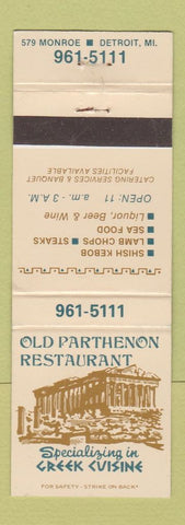 Matchbook Cover - Old Parthenon Restaurant Greek Detroit MI