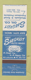 Matchbook Cover - Siegrist Auto Car Wash oil gas Bay City? MI