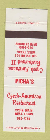 Matchbook Cover - Czech American Restaurant West TX