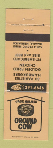 Matchbook Cover - Jack Holmes Ground Cow Restaurant Omaha NE