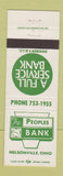 Matchbook Cover - Peoples Bank Nelsonville OH