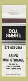 Matchbook Cover - Ables Mini Storage Ennis TX