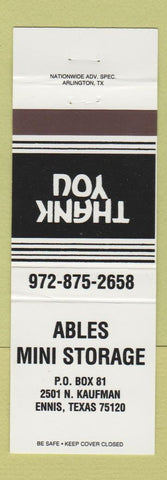 Matchbook Cover - Ables Mini Storage Ennis TX