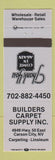 Matchbook Cover - Builders Carpet Supply Carson City NV