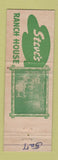 Matchbook Cover - Steve's Ranch Hous eSan Angelo TX WEAR