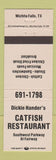 Matchbook Cover - Catfish Restaurant Wichita Falls TX Dickie Hander's