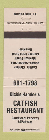 Matchbook Cover - Catfish Restaurant Wichita Falls TX Dickie Hander's