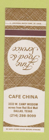 Matchbook Cover - Cafe China Chinese Dallas TX