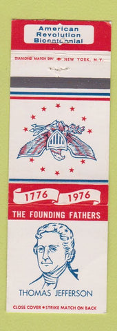 Matchbook Cover - Diamond Presidents Founding Fathers Thomas Jefferson 1976 WEAR