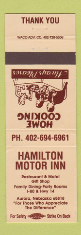 Matchbook Cover - Hamilton Motor Inn Aurora NE
