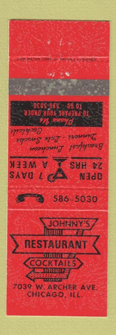 Matchbook Cover - Johnny's Restaurant Chicago IL WEAR
