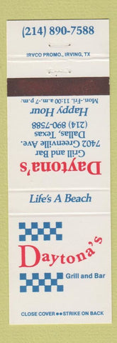 Matchbook Cover - Daytona's Grill Bar Dallas TX