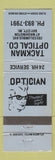 Matchbook Cover - Tackman Optical Bay City MI