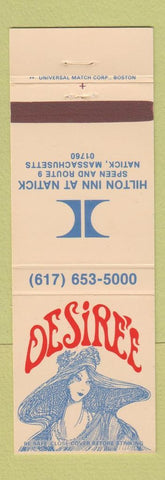Matchbook Cover - Desire's Hilton Inn Natick MA