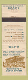 Matchbook Cover - Old Parthenon Restaurant Greek Detroit MI