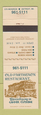 Matchbook Cover - Old Parthenon Restaurant Greek Detroit MI