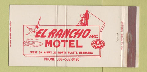 Matchbook Cover - El Rancho Motel North Platte NE WEAR 30 Strike
