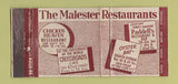 Matchbook Cover - Malester Restaurants New York City WEAR 30 Stick