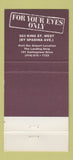 Matchbook Cover - For Your Eyes Only girlie Toronto ON 30 Strike
