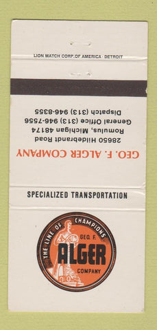 Matchbook Cover - Geo Alger Transport Trucking Romulus MI 30 Strike