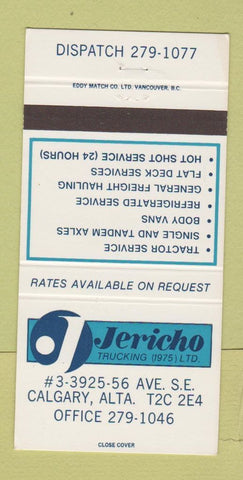 Matchbook Cover - Jericho Trucking Calgary AB 30 Strike