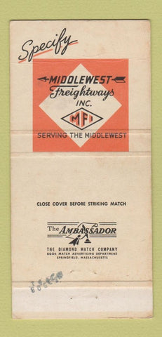 Matchbook Cover - Middlewest Freightways Trucking IMPRINT WEAR 30 Strike