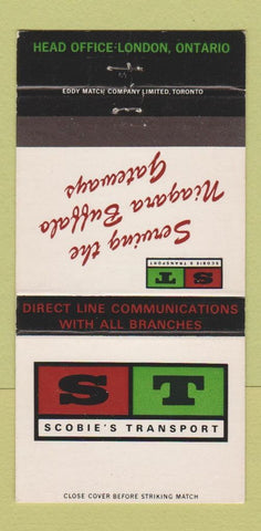 Matchbook Cover - Scobie's Transport Trucking London ON 30 Strike