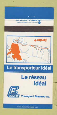 Matchbook Cover - Brazeau Transport Trucking Quebec QC 30 Strike