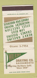 Matchbook Cover - Wilkins Draying Sacramento CA trucking WEAR 30 Strike