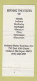 Matchbook Cover - TNT Holland Motor Express Trucking Holland MI 30 Strike