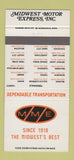 Matchbook Cover - Midwest Motor Express Trucking Bismarck ND 30 Strike