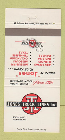Matchbook Cover - Jones Truck Lines Trucking Springdale AR 30 Strike