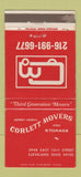 Matchbook Cover - Corlett Movers Storage Cleveland OH trucking 30 Strike