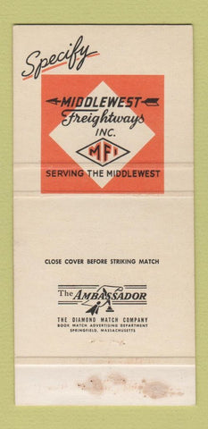 Matchbook Cover - Middlewest Freightways Trucking IMPRINT 30 Strike
