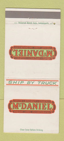 Matchbook Cover - McDaniel Freight Lines Trucking Crawfordsville IN 30 Strike