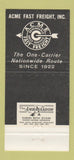 Matchbook Cover - Acme Fast Freight Trucking WHITE 30 Strike