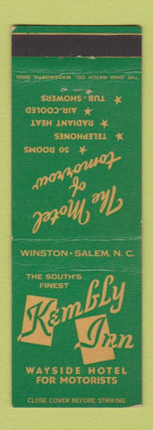 Matchbook Cover - Kembly Inn Winston Salem NC