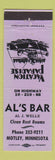 Matchbook Cover - Al's Bar Motley MN
