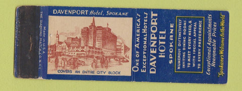 Matchbook Cover - Davenport Hotel Spokane WA
